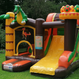 Springkussen Jumpy Dino met glijbaan